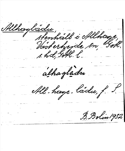 Bild på arkivkortet för arkivposten Allhaglädu