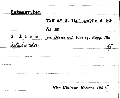 Bild på arkivkortet för arkivposten Östmanviken