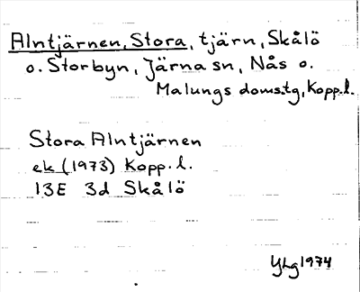 Bild på arkivkortet för arkivposten Alntjärnen, Stora