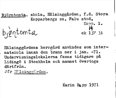 Bild på arkivkortet för arkivposten Björntomta