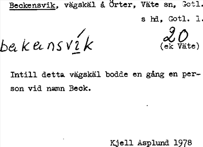 Bild på arkivkortet för arkivposten Beckensvik