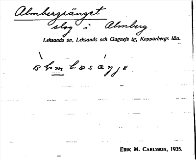 Bild på arkivkortet för arkivposten Almbergsänget