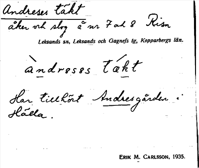 Bild på arkivkortet för arkivposten Andreses täkt