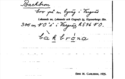 Bild på arkivkortet för arkivposten Backbron