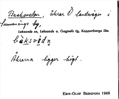 Bild på arkivkortet för arkivposten Backsveden
