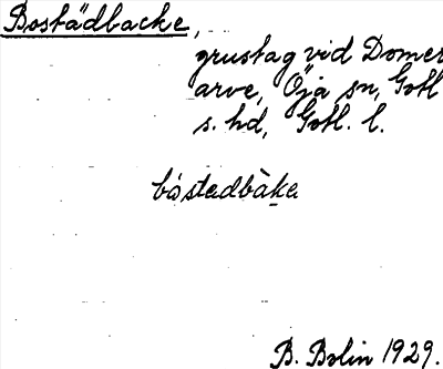 Bild på arkivkortet för arkivposten Bostädbacke
