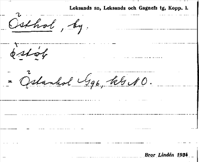 Bild på arkivkortet för arkivposten Östhol