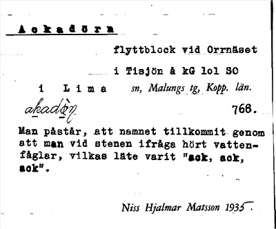 Bild på arkivkortet för arkivposten Ackadörn