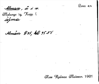 Bild på arkivkortet för arkivposten Alman