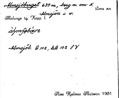 Bild på arkivkortet för arkivposten Almsjöberget
