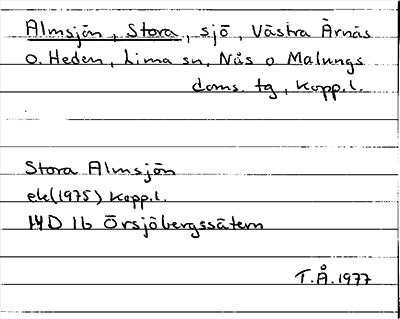 Bild på arkivkortet för arkivposten Almsjön, Stora