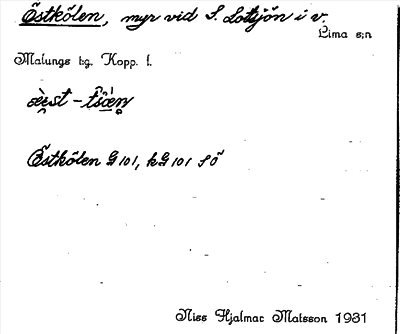 Bild på arkivkortet för arkivposten Östkölen