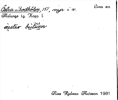 Bild på arkivkortet för arkivposten Östra Bodkölen