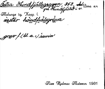 Bild på arkivkortet för arkivposten Östra Hundfjällsgraven