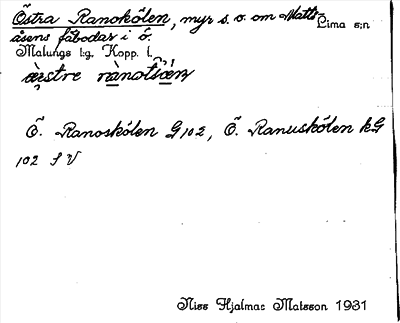 Bild på arkivkortet för arkivposten Östra Ranokölen