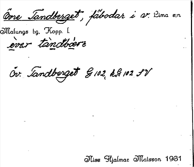 Bild på arkivkortet för arkivposten Övre Tandberget