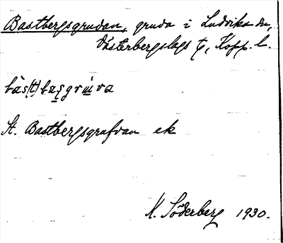 Bild på arkivkortet för arkivposten Bastbergsgruvan