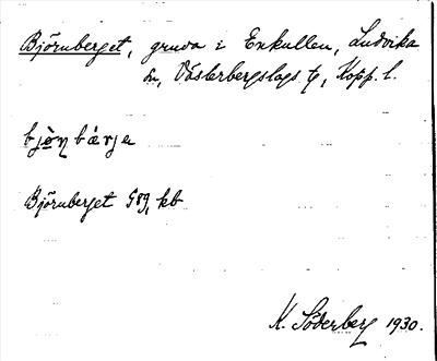Bild på arkivkortet för arkivposten Björnberget