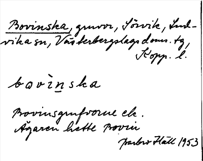 Bild på arkivkortet för arkivposten Bovinska