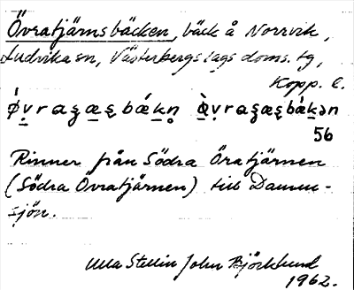 Bild på arkivkortet för arkivposten Övratjärnsbäcken