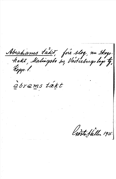 Bild på arkivkortet för arkivposten Abrahams täkt