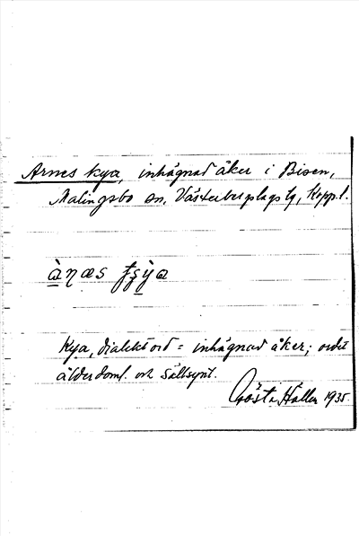 Bild på arkivkortet för arkivposten Arnes kya