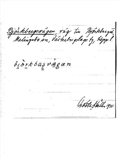 Bild på arkivkortet för arkivposten Björkbergsvägen