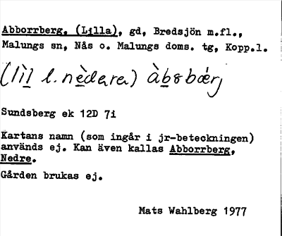 Bild på arkivkortet för arkivposten Abborrberg, (Lilla)