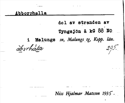 Bild på arkivkortet för arkivposten Abborrhalla
