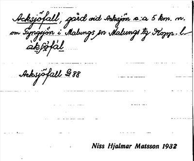 Bild på arkivkortet för arkivposten Acksjöfall