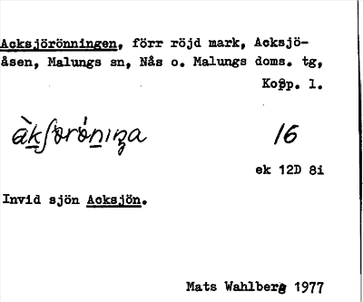 Bild på arkivkortet för arkivposten Acksjörönningen