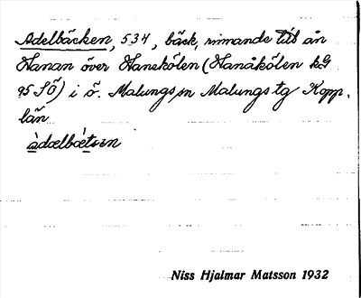 Bild på arkivkortet för arkivposten Adelbäcken