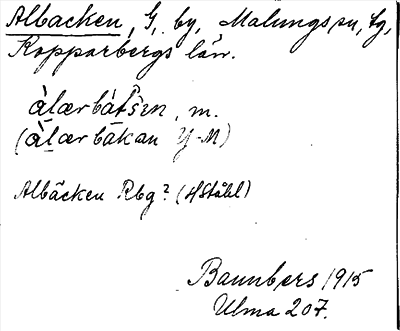 Bild på arkivkortet för arkivposten Albacken