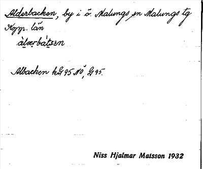 Bild på arkivkortet för arkivposten Alderbacken
