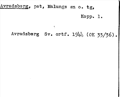 Bild på arkivkortet för arkivposten Avradsberg