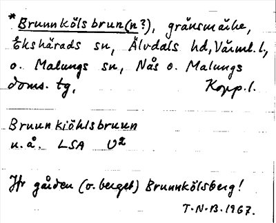 Bild på arkivkortet för arkivposten *Brunnkölsbrun(n?)