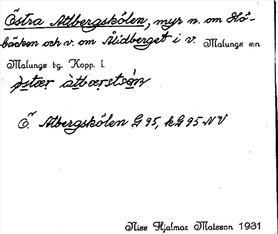 Bild på arkivkortet för arkivposten Östra Attbergskölen