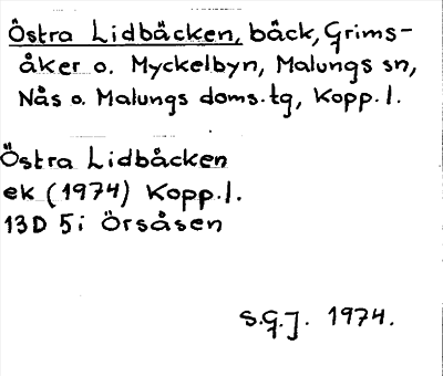 Bild på arkivkortet för arkivposten Östra Lidbäcken