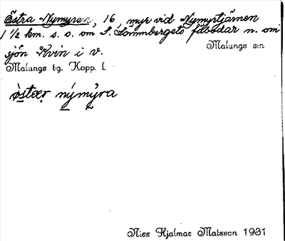 Bild på arkivkortet för arkivposten Östra Nymyren