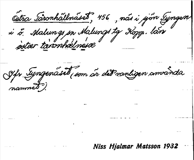 Bild på arkivkortet för arkivposten Östra Tåronhällnäset