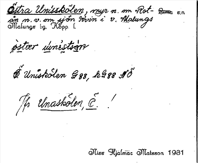 Bild på arkivkortet för arkivposten Östra Unisskölen
