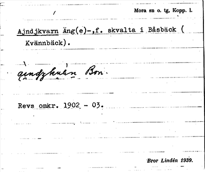 Bild på arkivkortet för arkivposten Ajndjkvarn Äng(e)-