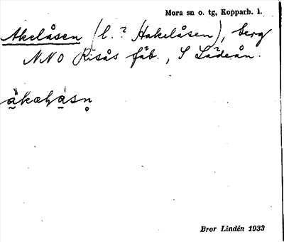 Bild på arkivkortet för arkivposten Akelåsen