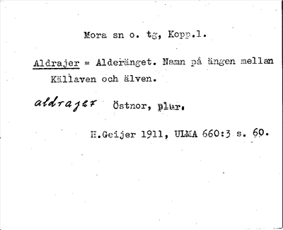 Bild på arkivkortet för arkivposten Aldrajer = Alderänget