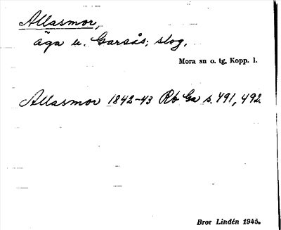 Bild på arkivkortet för arkivposten Allasmor