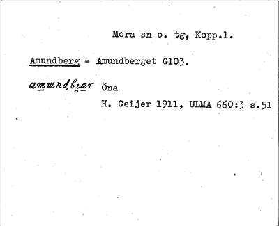 Bild på arkivkortet för arkivposten Amundberg = Amundberget