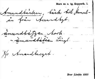 Bild på arkivkortet för arkivposten Amundbäcken