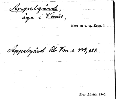 Bild på arkivkortet för arkivposten Appelgård