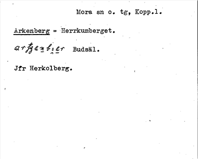 Bild på arkivkortet för arkivposten Arkenborg = Herrkumberget