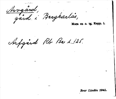 Bild på arkivkortet för arkivposten Arvgård